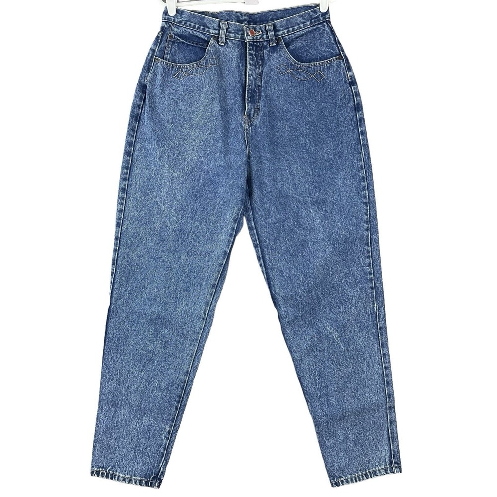 Brittania Women's Blue Denim Jeans Size 14 (30X31) High Rise Tapered Leg Cotton